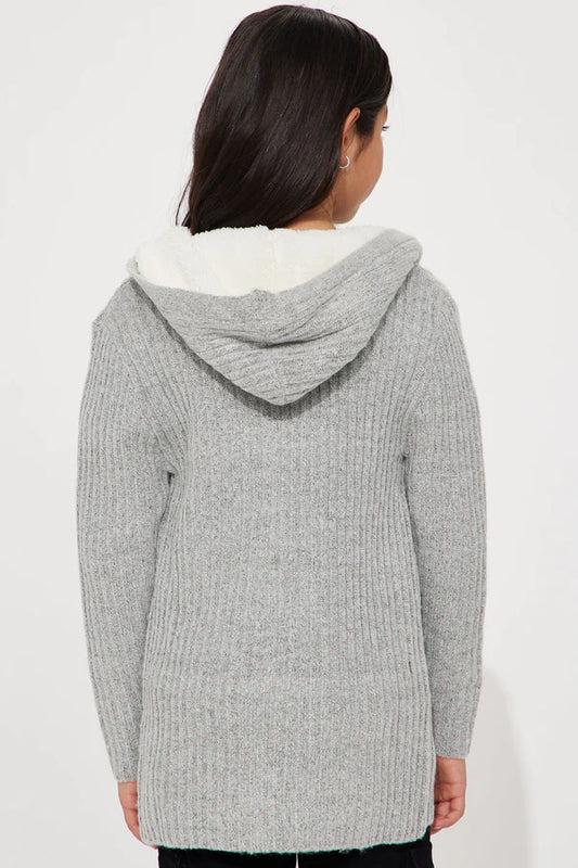 Mini Far Gone Hooded Cardigan - Grey