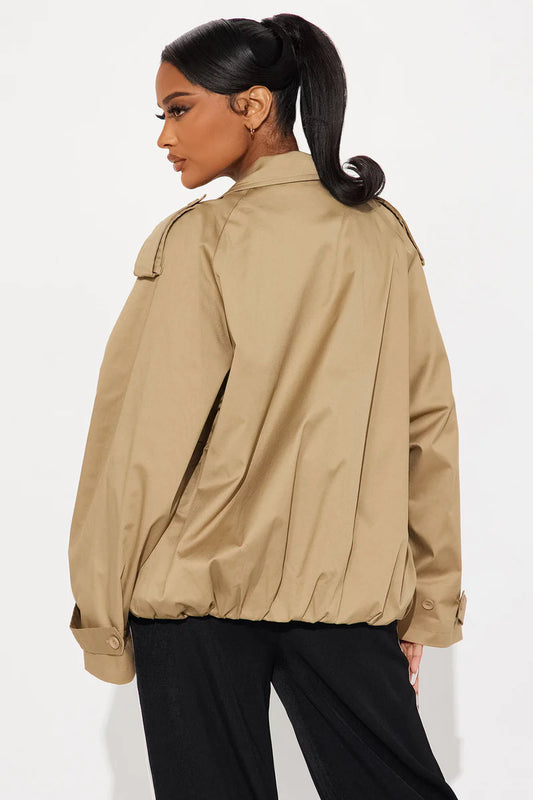 Marie Cropped Bubble Trench - Taupe