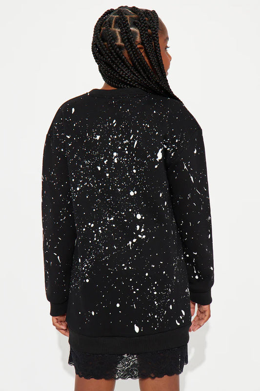 Mini Dylan Skull Sweatshirt Dress - Black