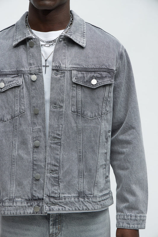 Classic Denim Trucker Jacket - Grey