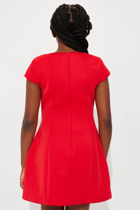 Mini Perfect Aura Square Neck Mini Dress - Red