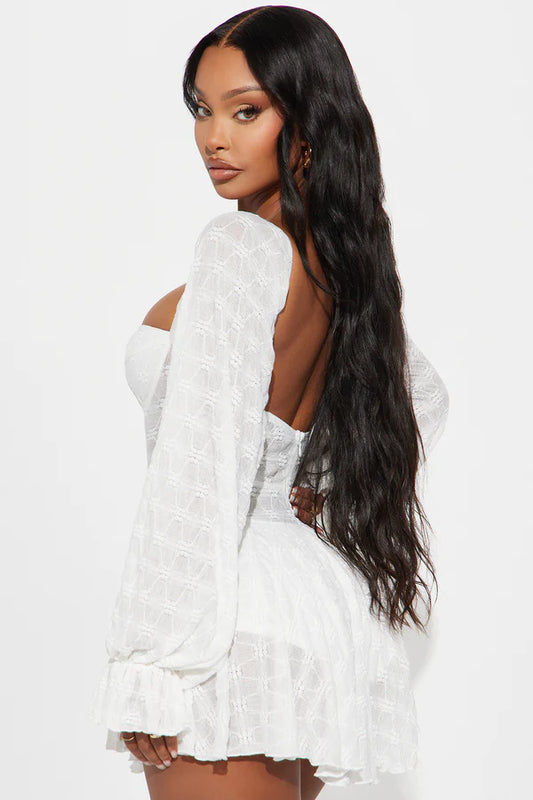 Winter Wonderland Cozy Micro Mini Dress - White