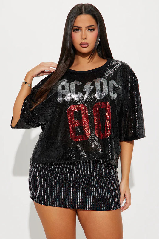 ACDC Electric Sequin Top - Black