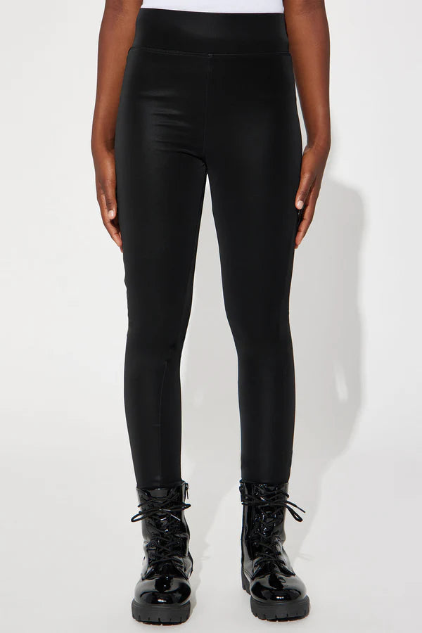 Mini Heart Me Faux Leather Legging - Black