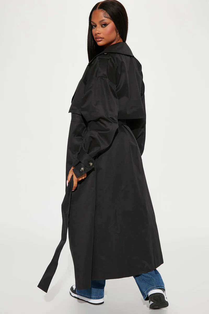 Know Your Lies Trench Coat - Black