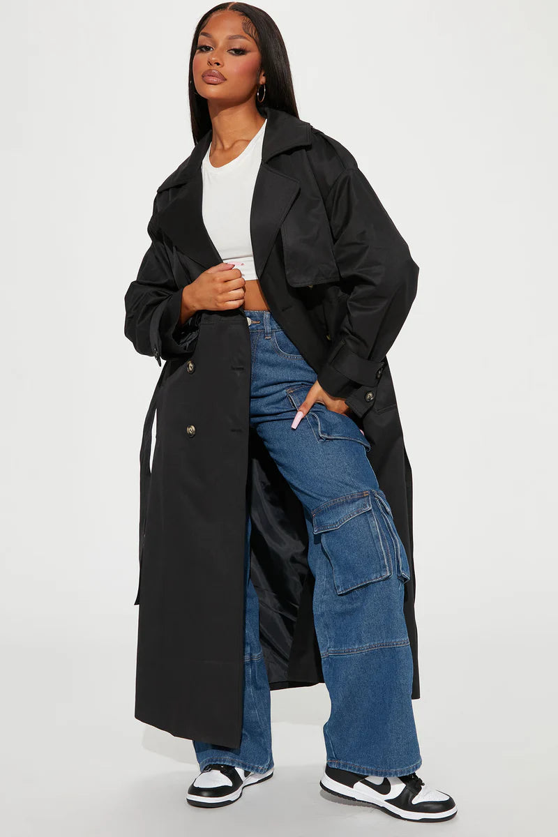 Know Your Lies Trench Coat - Black