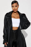 Late Night Drives Faux Leather Coat - Black