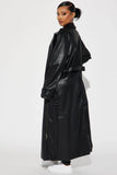 Late Night Drives Faux Leather Coat - Black