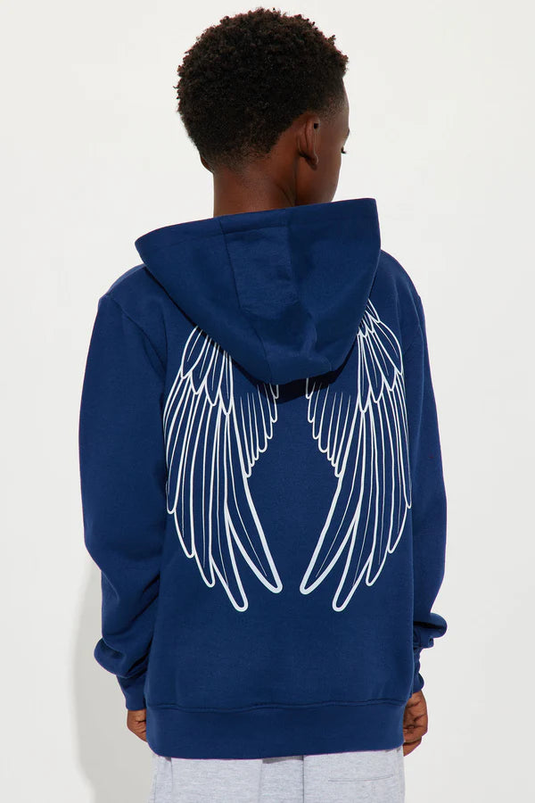Mini Earned Wings Fleece Hoodie - Navy