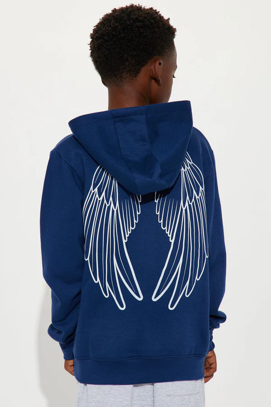 Mini Earned Wings Fleece Hoodie - Navy