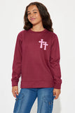 Mini If I Cross Your Mind Crew Neck Sweatshirt - Burgundy