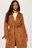 Camila Faux Suede Trench - Camel