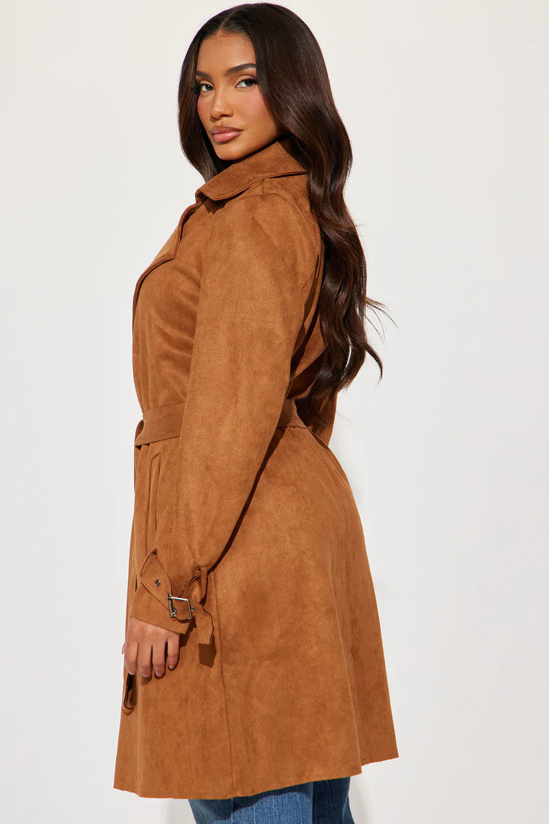 Camila Faux Suede Trench - Camel