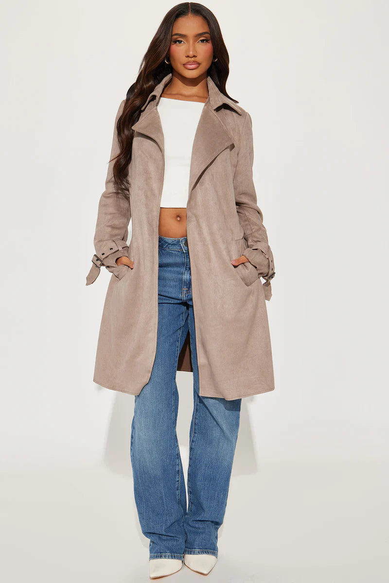 Camila Faux Suede Trench - Camel