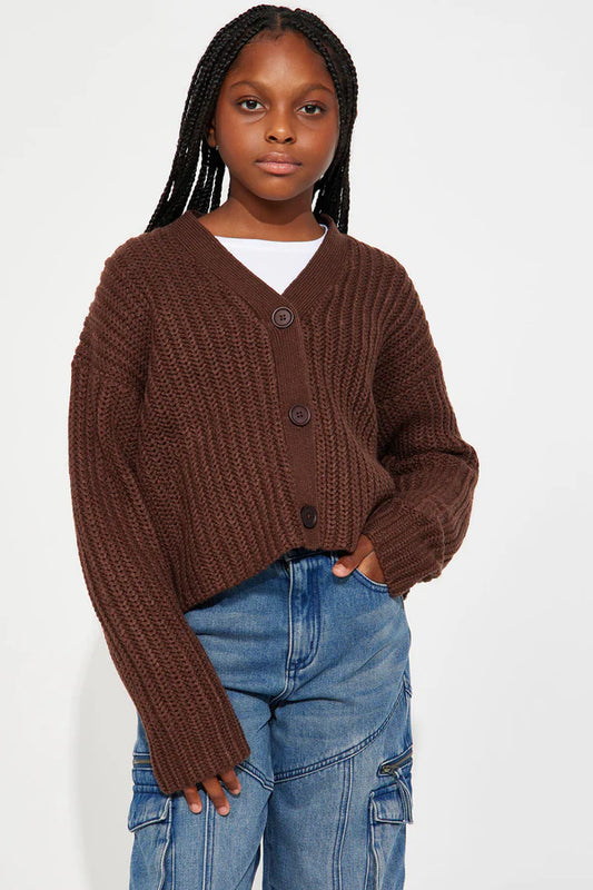 Mini Daisy Cardigan - Chocolate