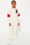 Mini Baseball Champions League Fleece Mock Neck Sweatshirt - Sand