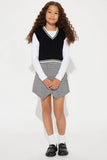 Mini Halle Varsity Sweater Vest - Black/White