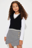 Mini Halle Varsity Sweater Vest - Black/White