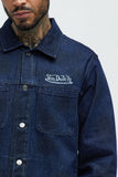 Von Dutch Oversized Font Denim Jacket - Navy
