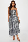 Spectacular Night Sequin Midi Dress - Silver