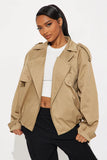 Marie Cropped Bubble Trench - Taupe