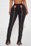 Inez Stretch Cutout Bootcut Jeans - Black