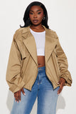 Marie Cropped Bubble Trench - Taupe