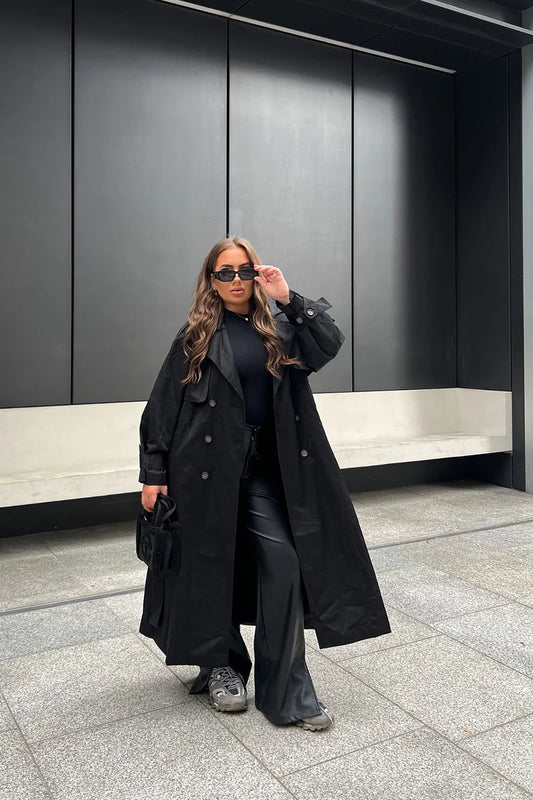 Know Your Lies Trench Coat - Black