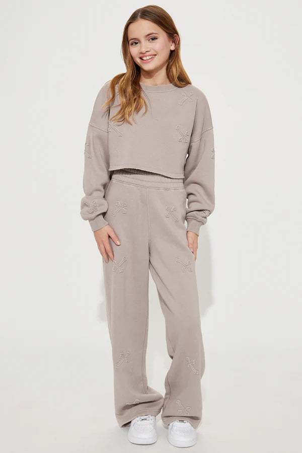 Mini Wake Up Blessed Washed Sweatshirt - Grey/combo