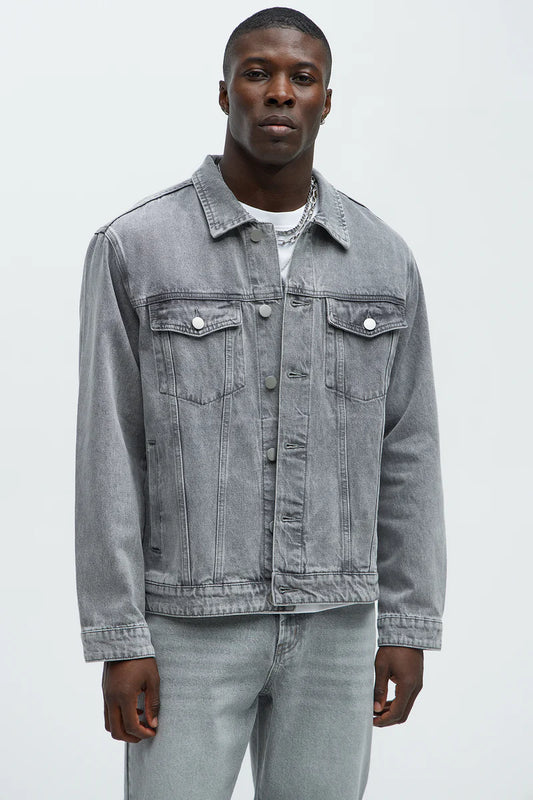 Classic Denim Trucker Jacket - Grey