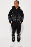 Mini Tyson Chase Flame Oversized Hoodie - Black/combo