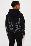 Mini Tyson Chase Flame Oversized Hoodie - Black/combo