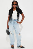 Mini Good Energy Cropped Sweater Top - Black