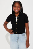 Mini Good Energy Cropped Sweater Top - Black