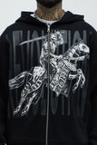 Tyson Crusader Printed Oversized Zip Hoodie - Black