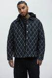 Wait Right Here Quilted Hooded Jacket - Black/combo