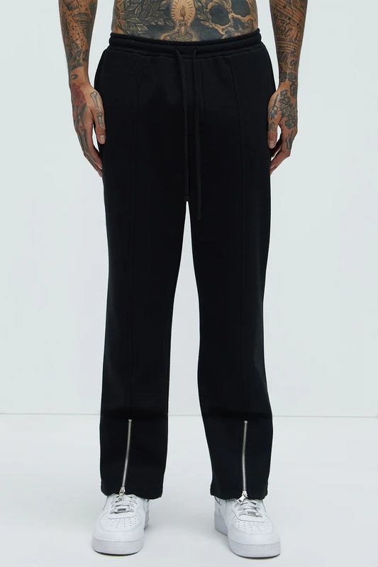 Tyson Elm Zip Hem Straight Sweatpants - Black