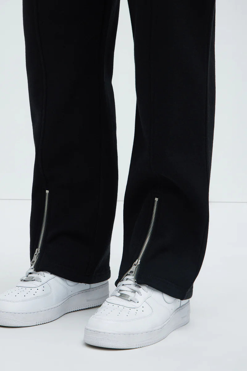 Tyson Elm Zip Hem Straight Sweatpants - Black