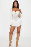 Winter Wonderland Cozy Micro Mini Dress - White