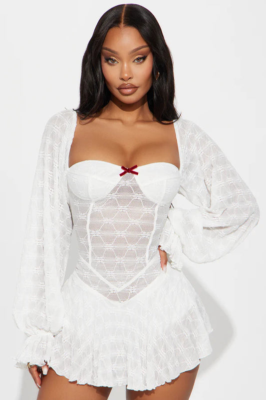 Winter Wonderland Cozy Micro Mini Dress - White