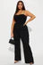 Think Of Me Always Rhinestone Fringe Flare Pant - Black