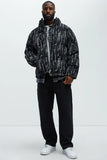 Keith Distressed Tapestry Puffer - Black
