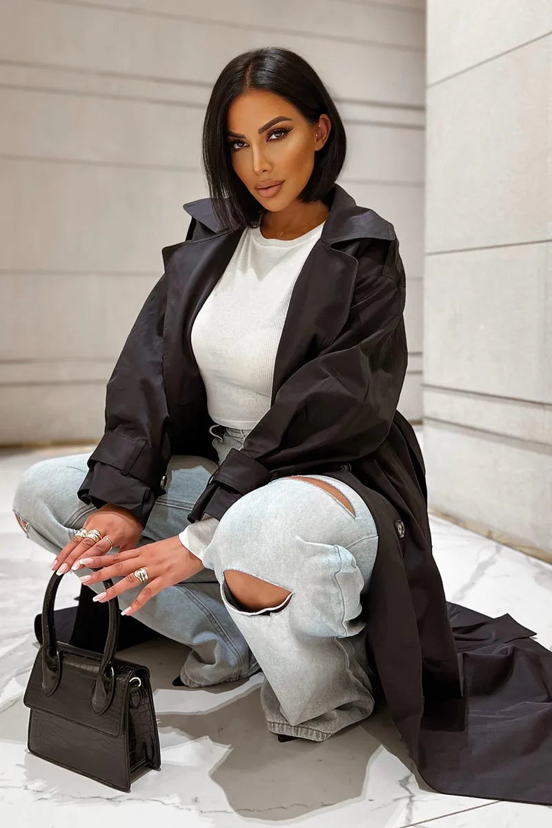 Know Your Lies Trench Coat - Black