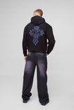 Oversized Boxy Flock Printed Cross Hoodie