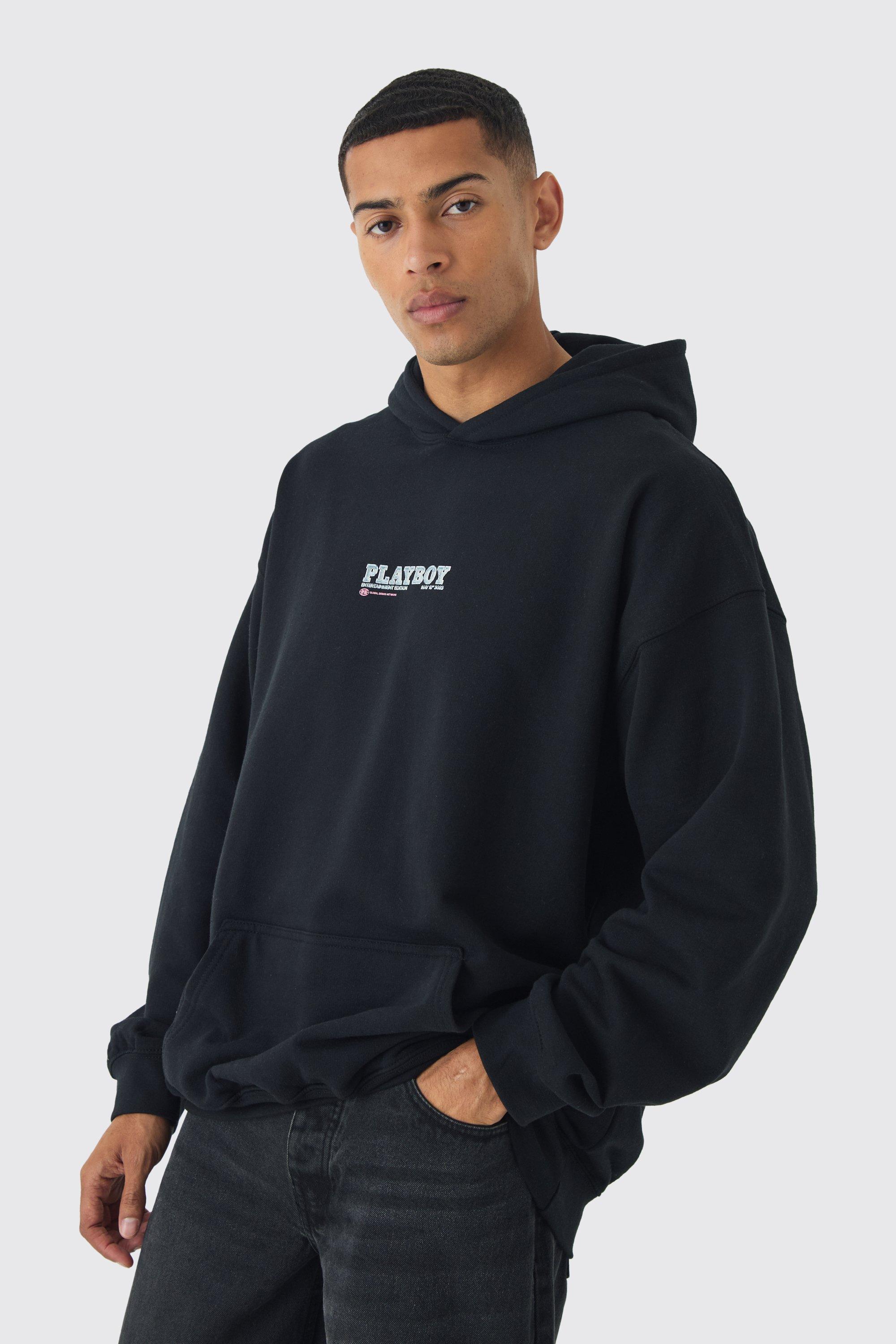 Oversized Playboy Varsity License Print Hoodie