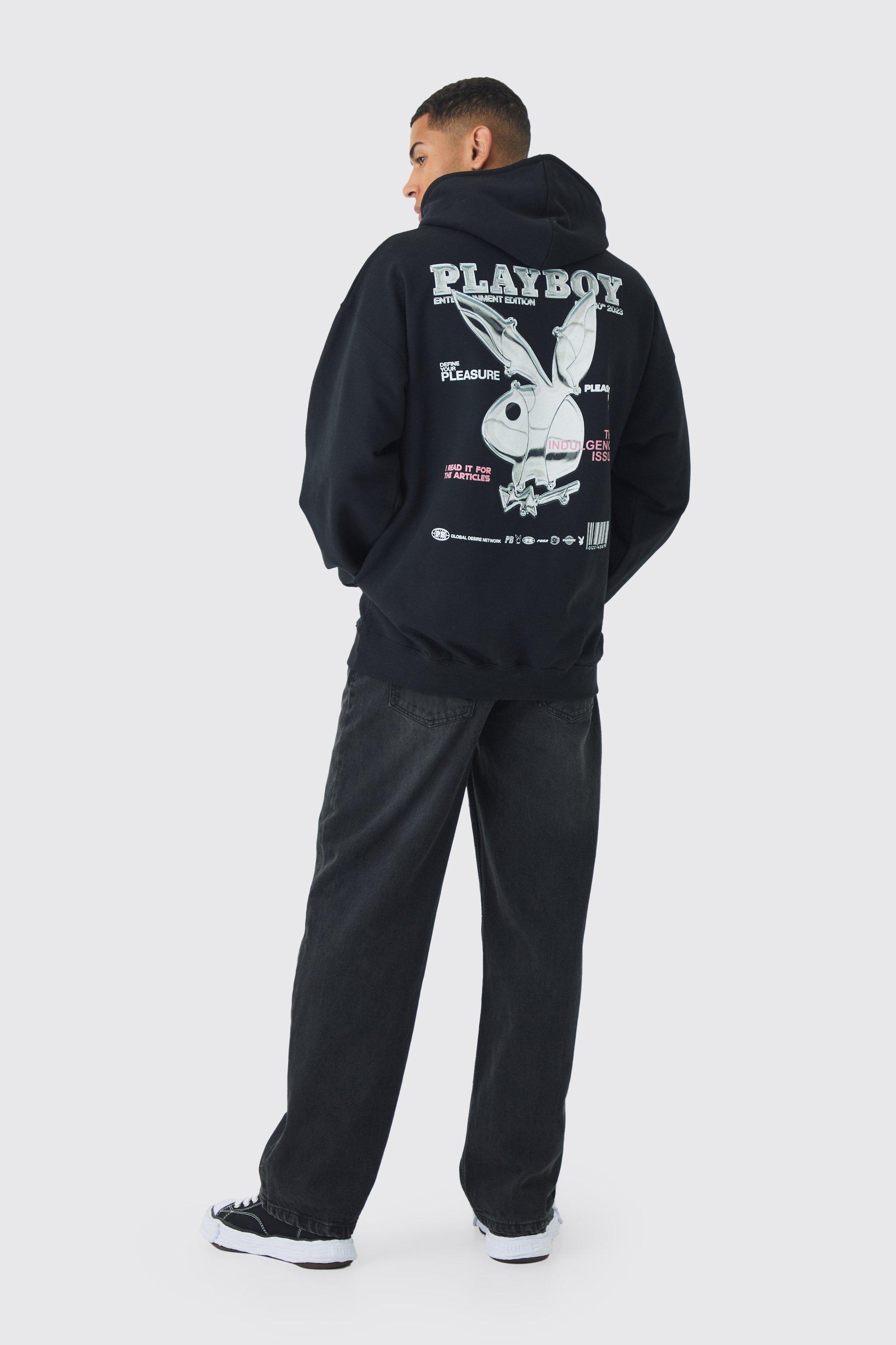Oversized Playboy Varsity License Print Hoodie